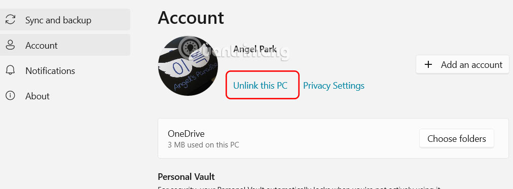 Kết nối lại tài khoản OneDrive