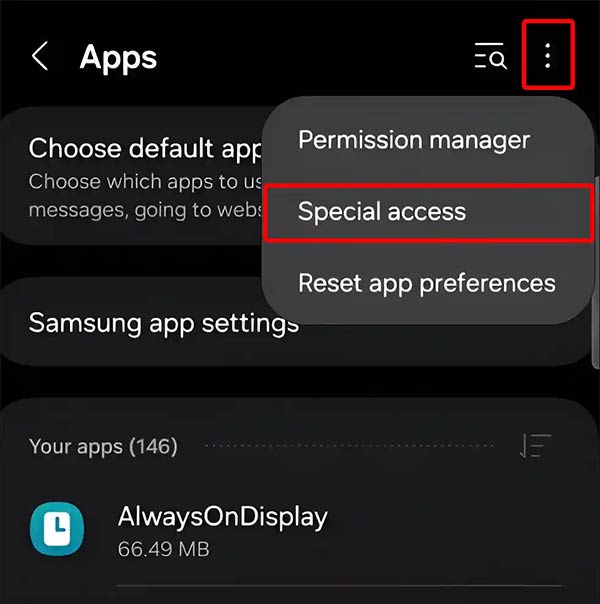 Special Access trên Samsung 