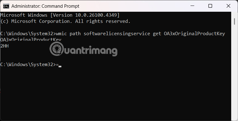 Tìm Product Key Windows bằng Command Prompt