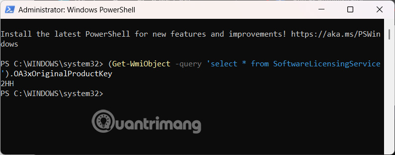 Tìm Product Key Windows qua PowerShell