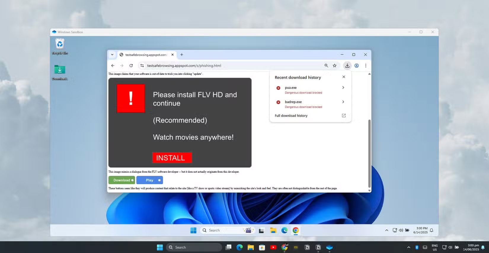 Windows Sandbox đang hoạt động