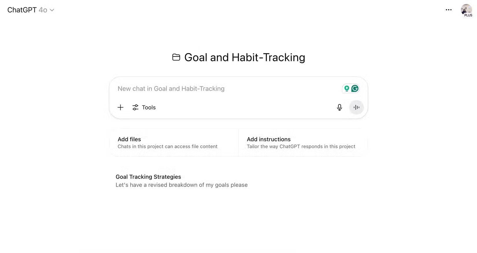 Theo dõi mục tiêu và thói quen trong ChatGPT Projects