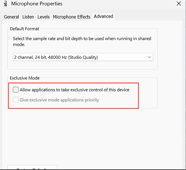 Chặn ứng dụng kiểm soát micro Windows 11