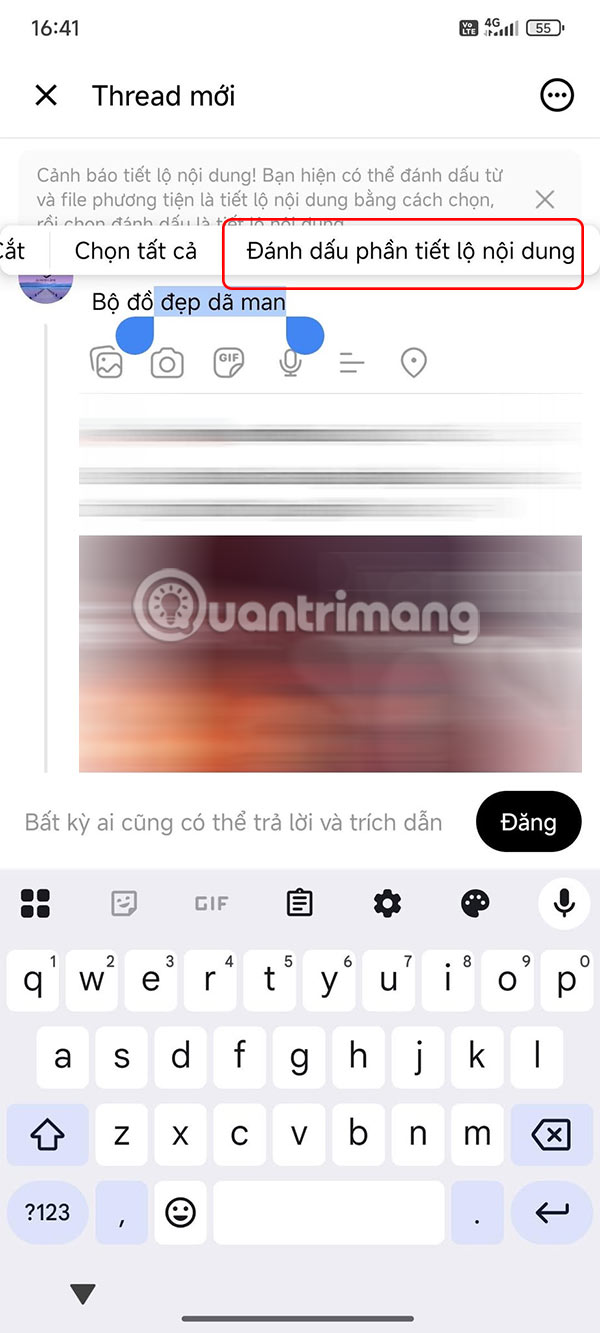 Chọn hiệu ứng spoil trên Threads