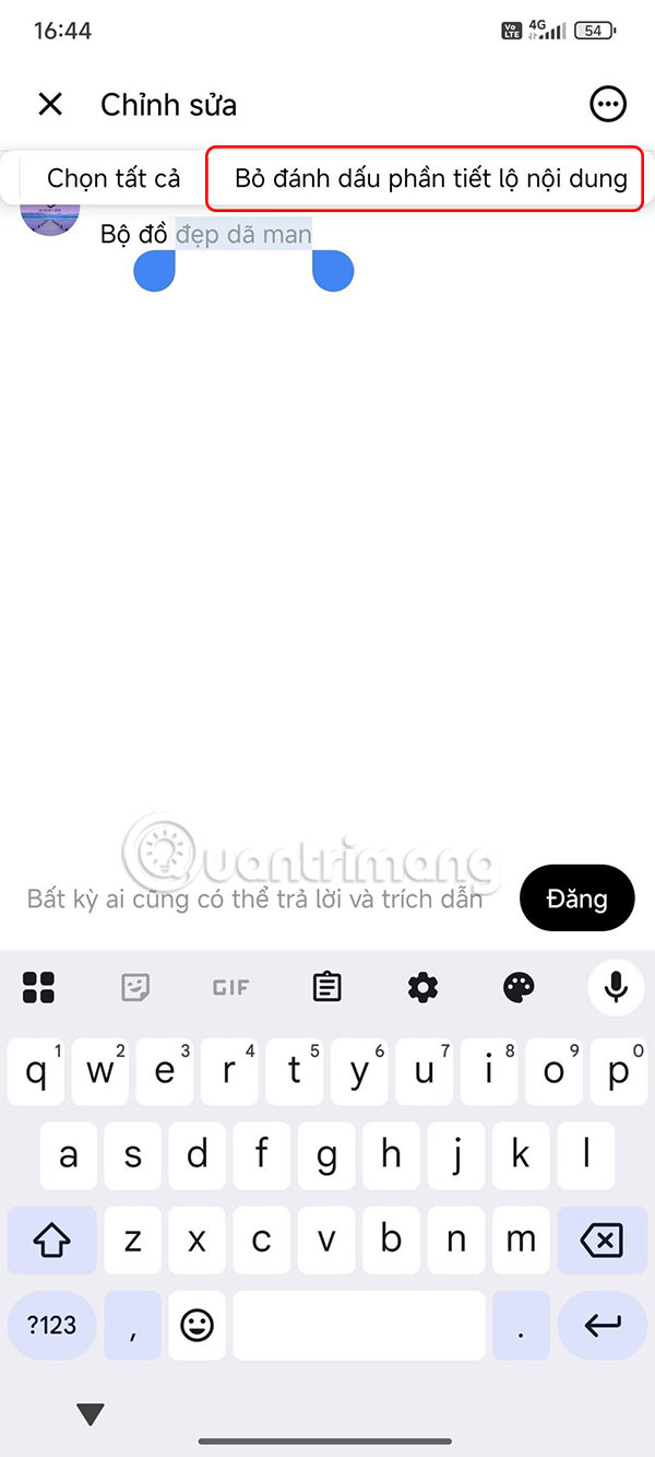 Bỏ spoil nội dung Threads