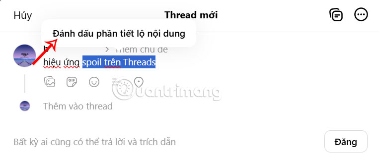 Ẩn nội dung trên Threads PC