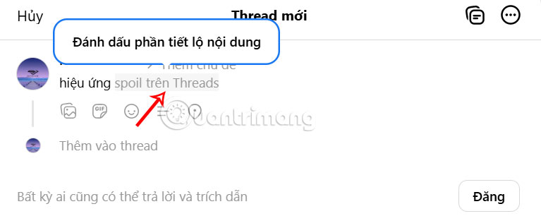 Nội dung spoil trên Threads PC