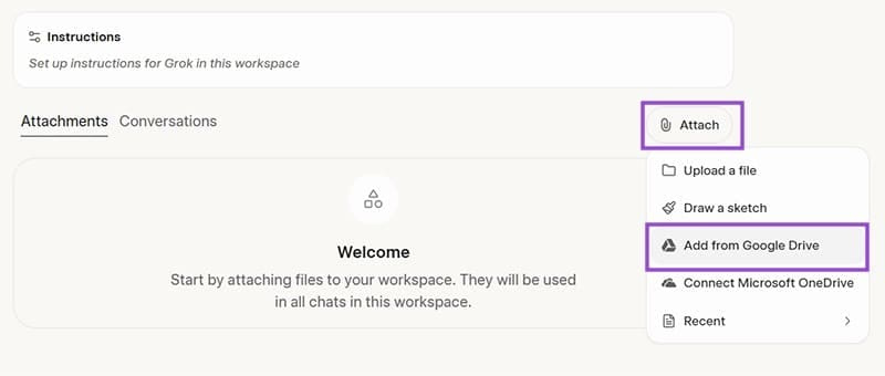 Cách kết nối Google Drive với Grok Studio