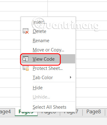 Hiển thị giao diện code trong Excel 