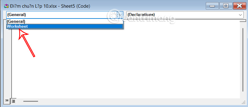 Chọn Worksheet Excel 