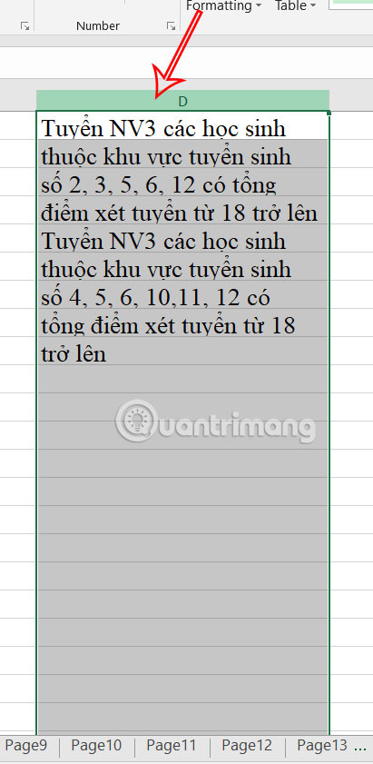 Chỉnh độ rộng tự động trong Excel 