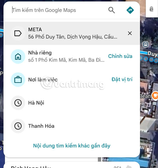 Tìm địa điểm trên Google Maps PC