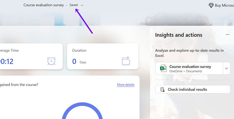 Lưu Microsoft Forms trong Excel