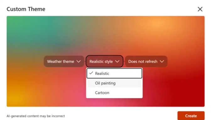 Tùy chỉnh tạo theme AI trên Outlook