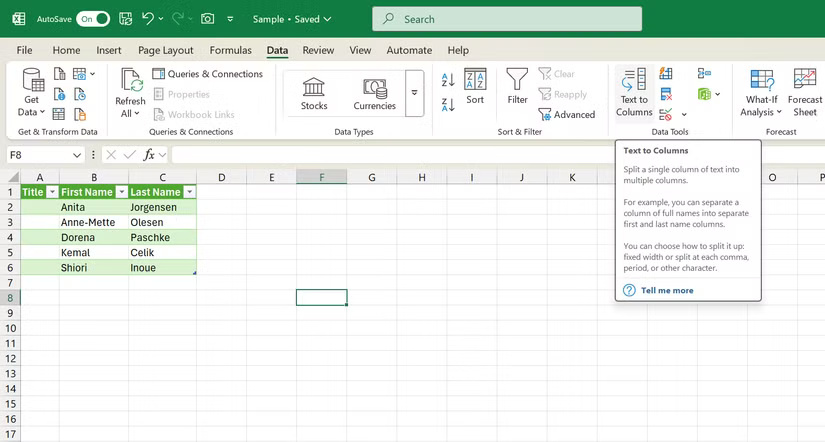 Microsoft Office Text to Columns
