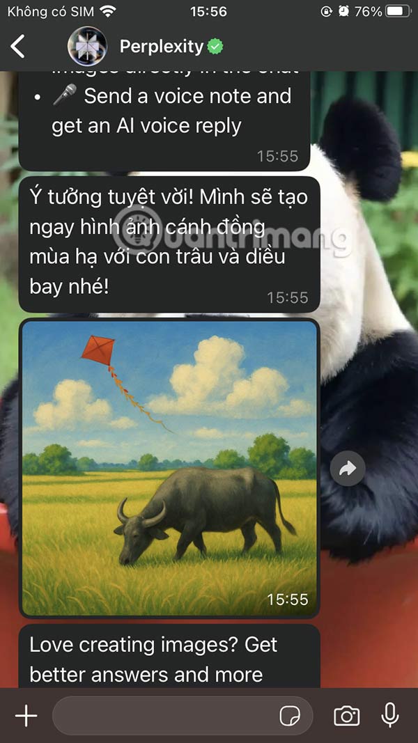 Ảnh AI tạo bằng Perplexity trên WhatsApp