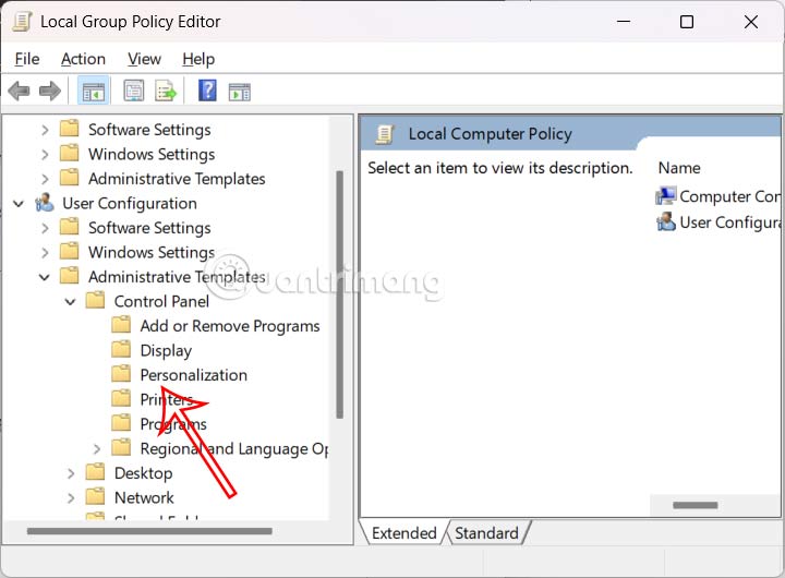 Truy cập trong Local Group Policy
