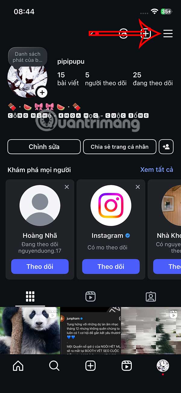 Chỉnh cài đặt Instagram