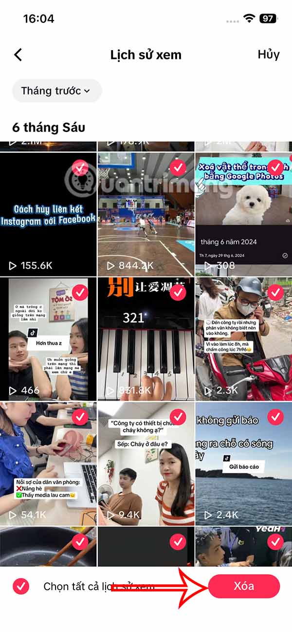 Xóa tất cả video TikTok đã xem