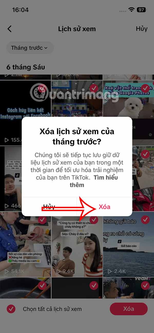 Xóa lịch sử video TikTok đã xem