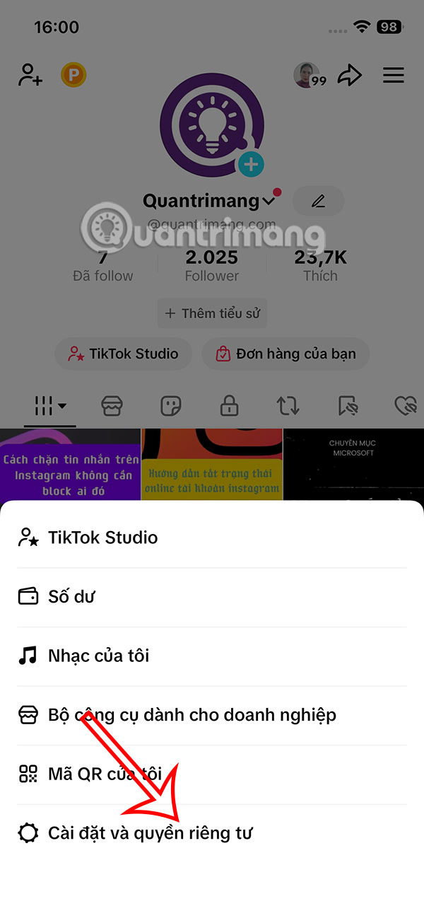 Kiểm tra tài khoản TikTok