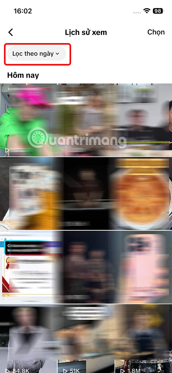 Lọc lịch sử xem video TikTok