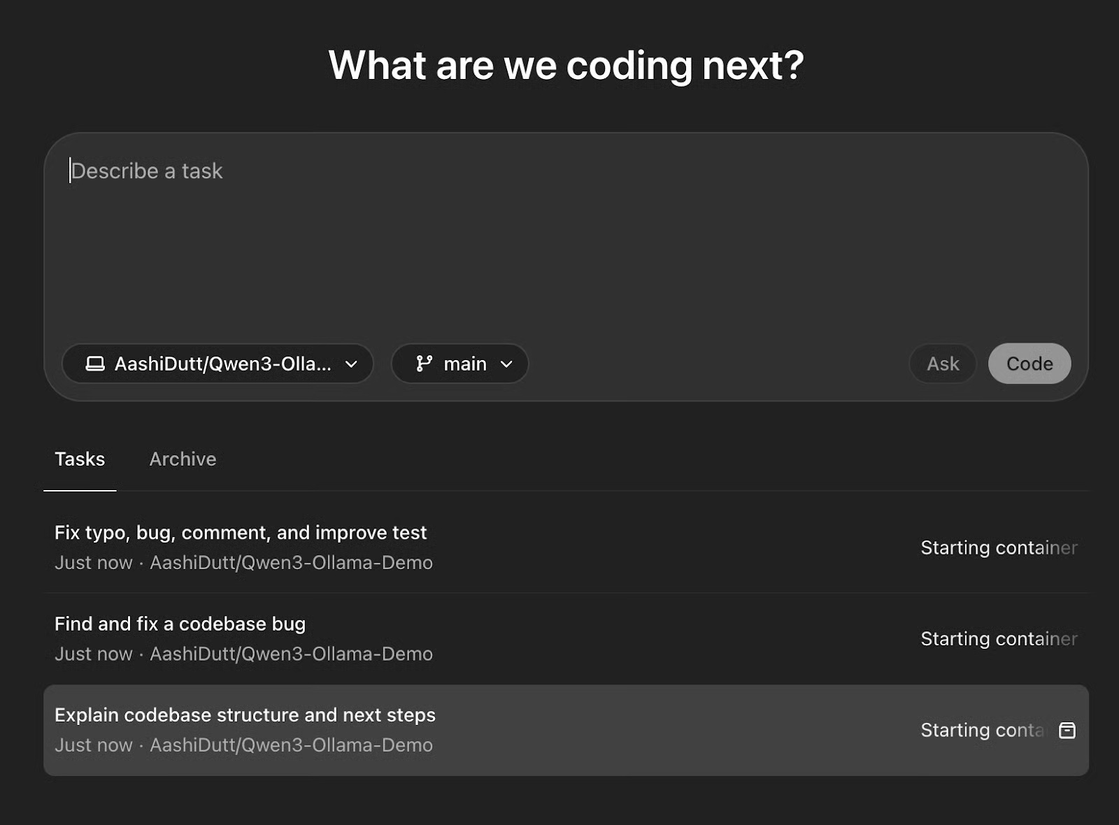 Bắt đầu nhiệm vụ cho Codex của OpenAI