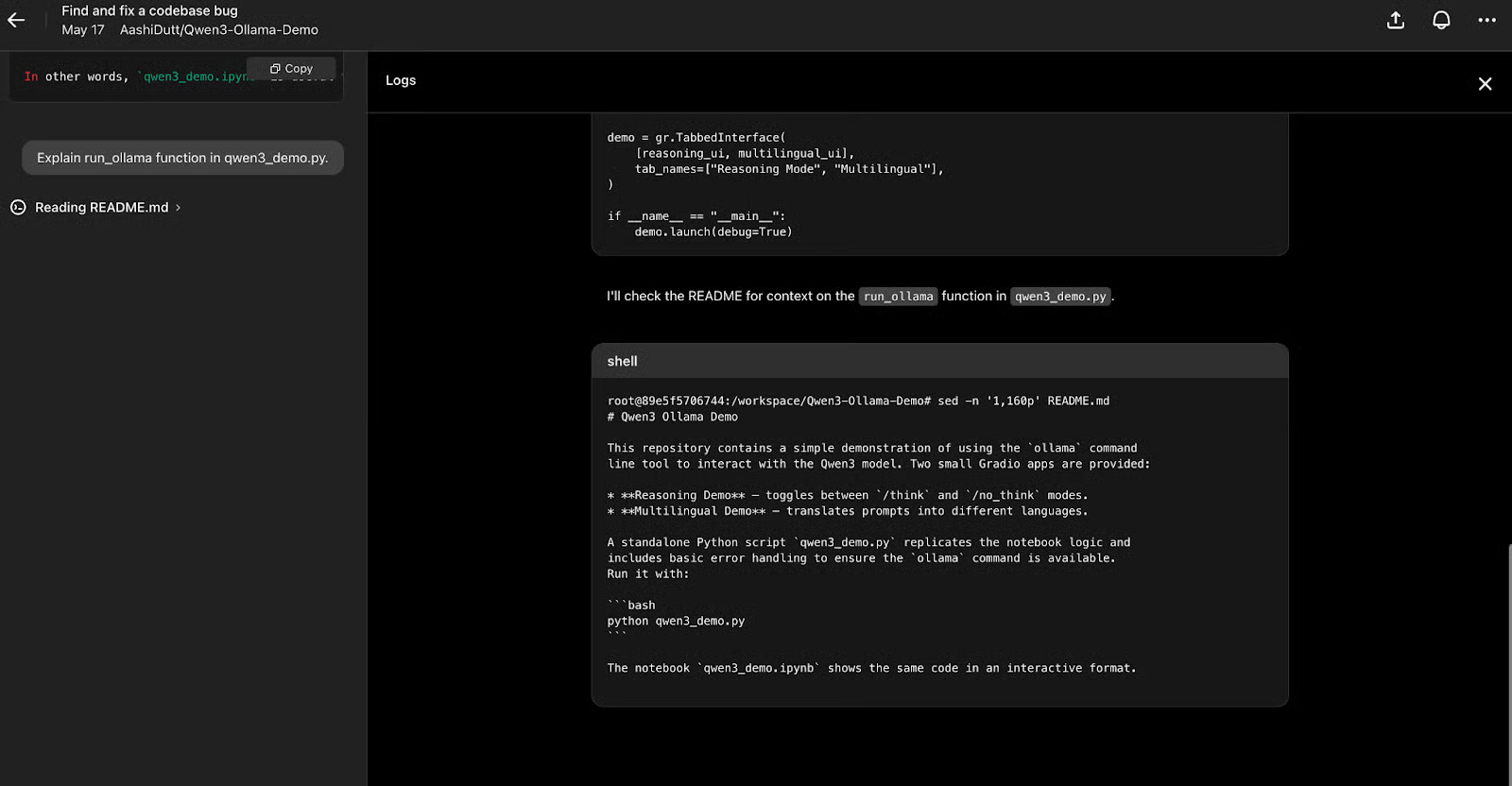 Đặt câu hỏi trong Codex của OpenAI