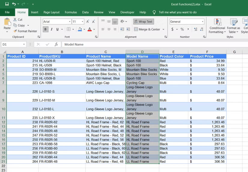 Tính năng ngắt dòng văn bản được bật trong Microsoft Excel