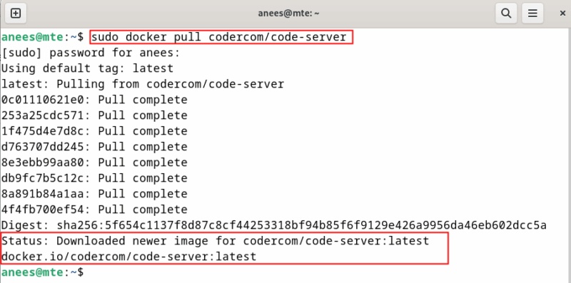 Tải xuống image Code Server Docker