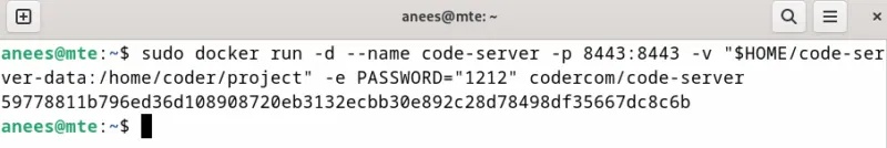 Khởi động container Code Server