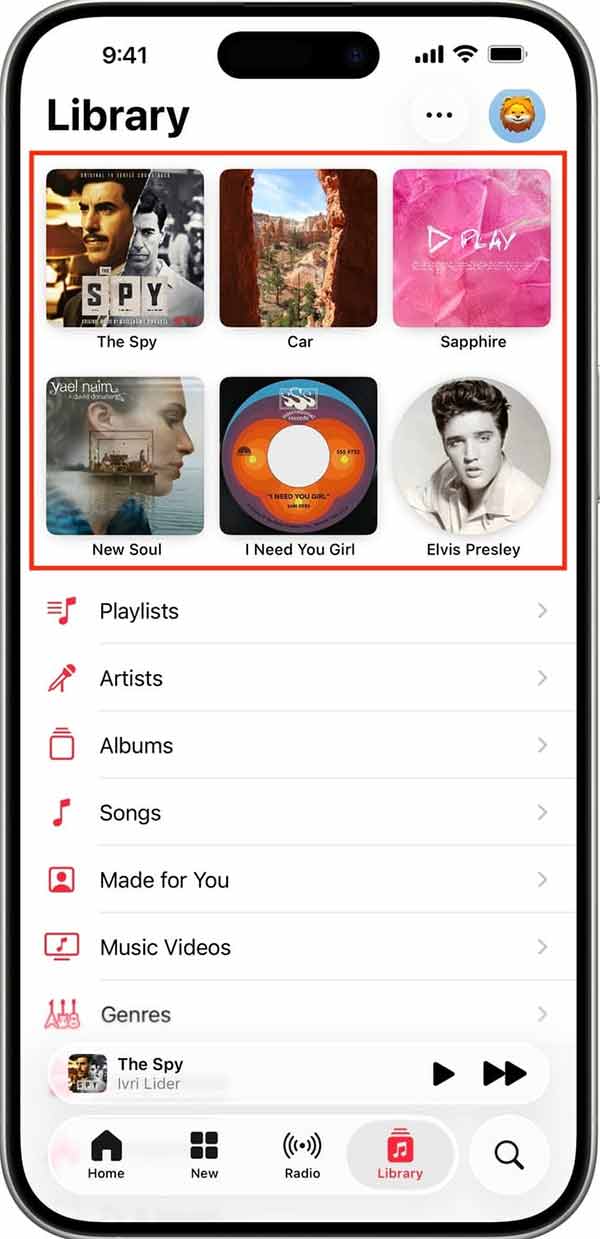 Hiện nội dung đã ghim trong Apple Music
