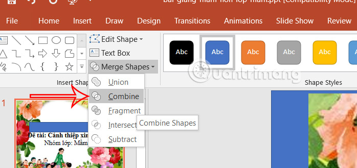 Chỉnh hình khối trong slide