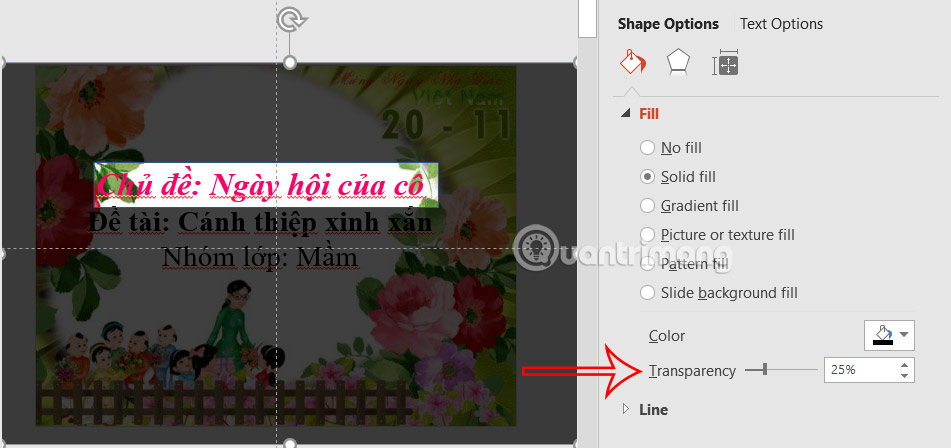 Chỉnh độ trong suốt lớp phủ