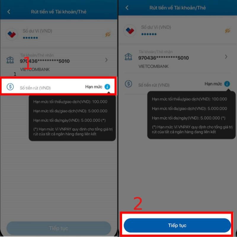 Nội dung rút tiền trên VNPAY