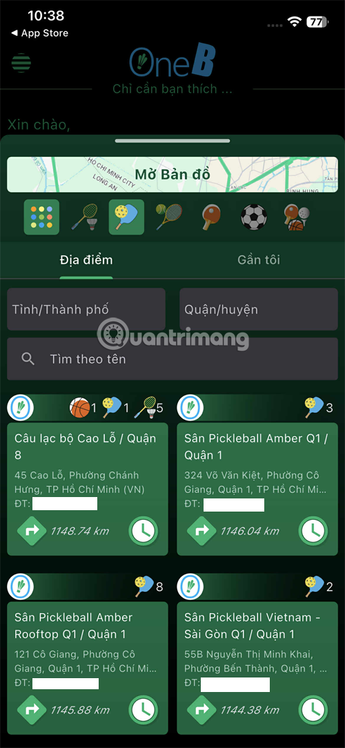 app dat san pickleball