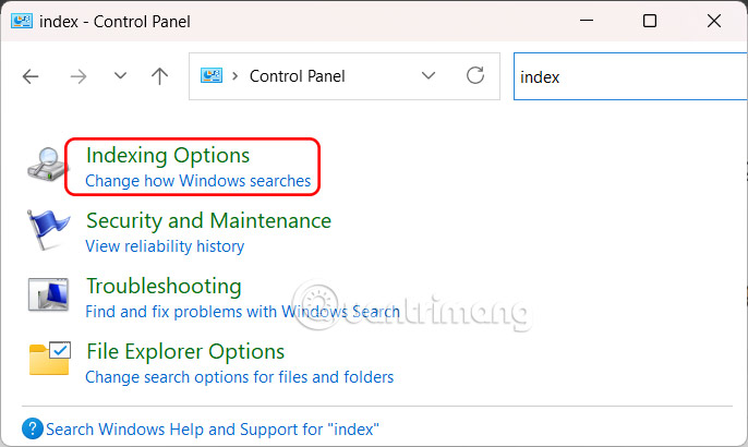 Indexing Options Windows 11