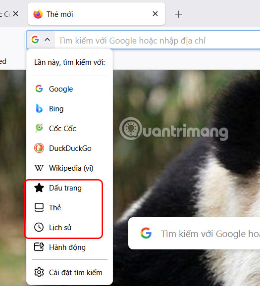 Tìm nội dung từ thanh địa chỉ Firefox