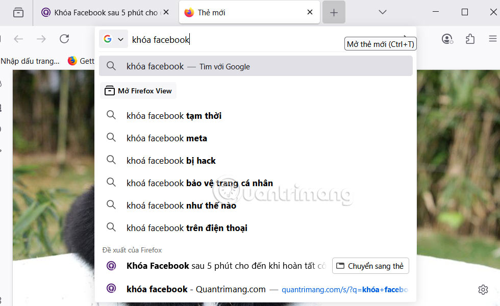 Phím tắt tìm kiếm theo ngữ cảnh trong Firefox