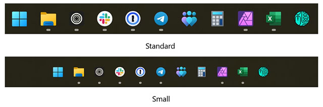 Nút taskbar nhỏ hơn