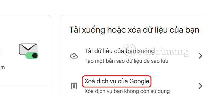 Xóa dịch vụ Google