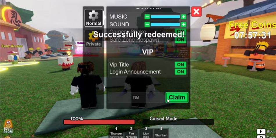 Cửa sổ đổi code Ninja Battlegrounds