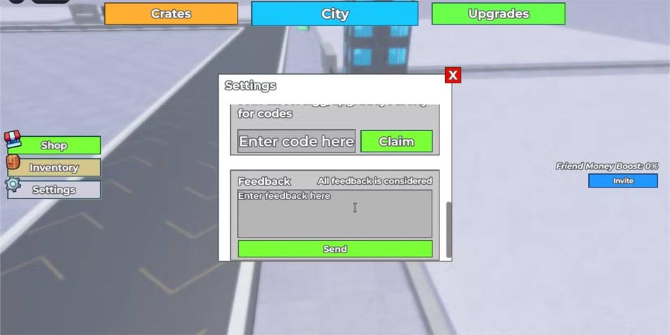 Màn hình đổi code game Roblox