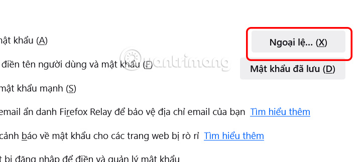 Tắt thông báo lưu thông tin đăng nhập website Firefox PC