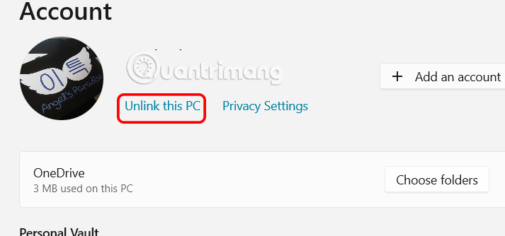 Tắt kết nối PC với OneDrive