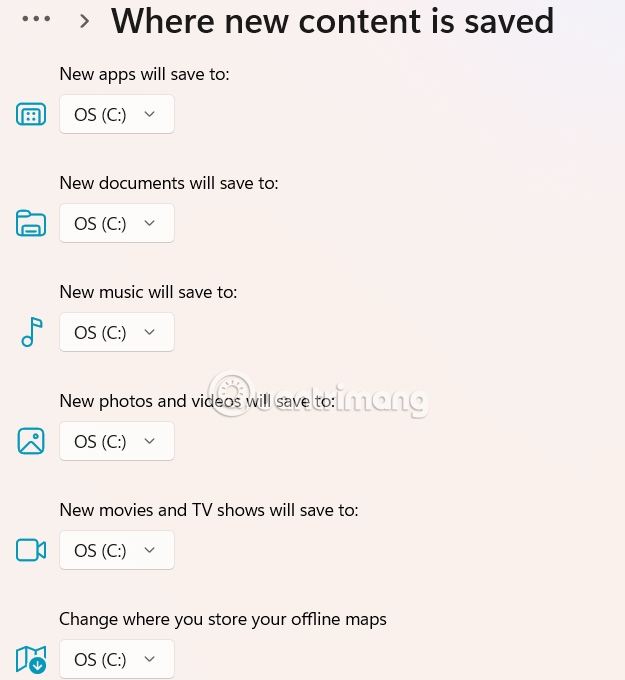 Ngăn Windows lưu file vào OneDrive trong Settings