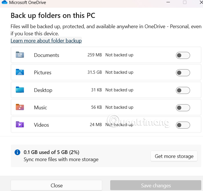 Tắt lưu dữ liệu vào OneDrive
