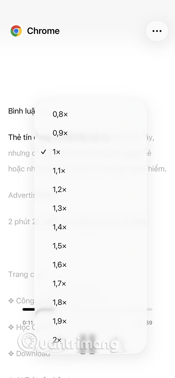 Tốc độ đọc văn bản trên iPhone