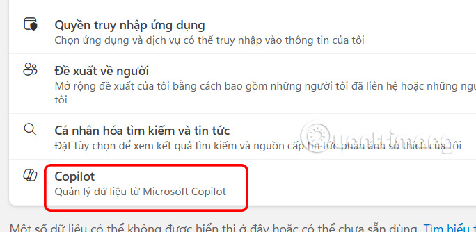 Truy cập quyền riêng tư Copilot
