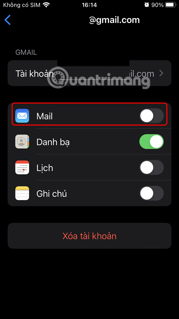 Đăng xuất Mail iPhone